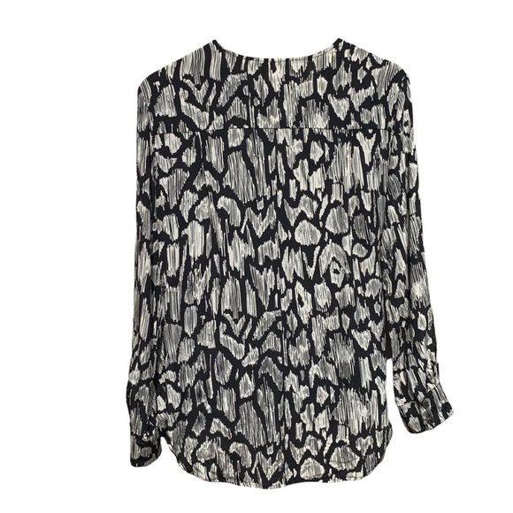 Derek Lam 10 Crosby Black White Long Sleeve Oversize Front Wrap Blouse size 2 - Picture 6 of 14